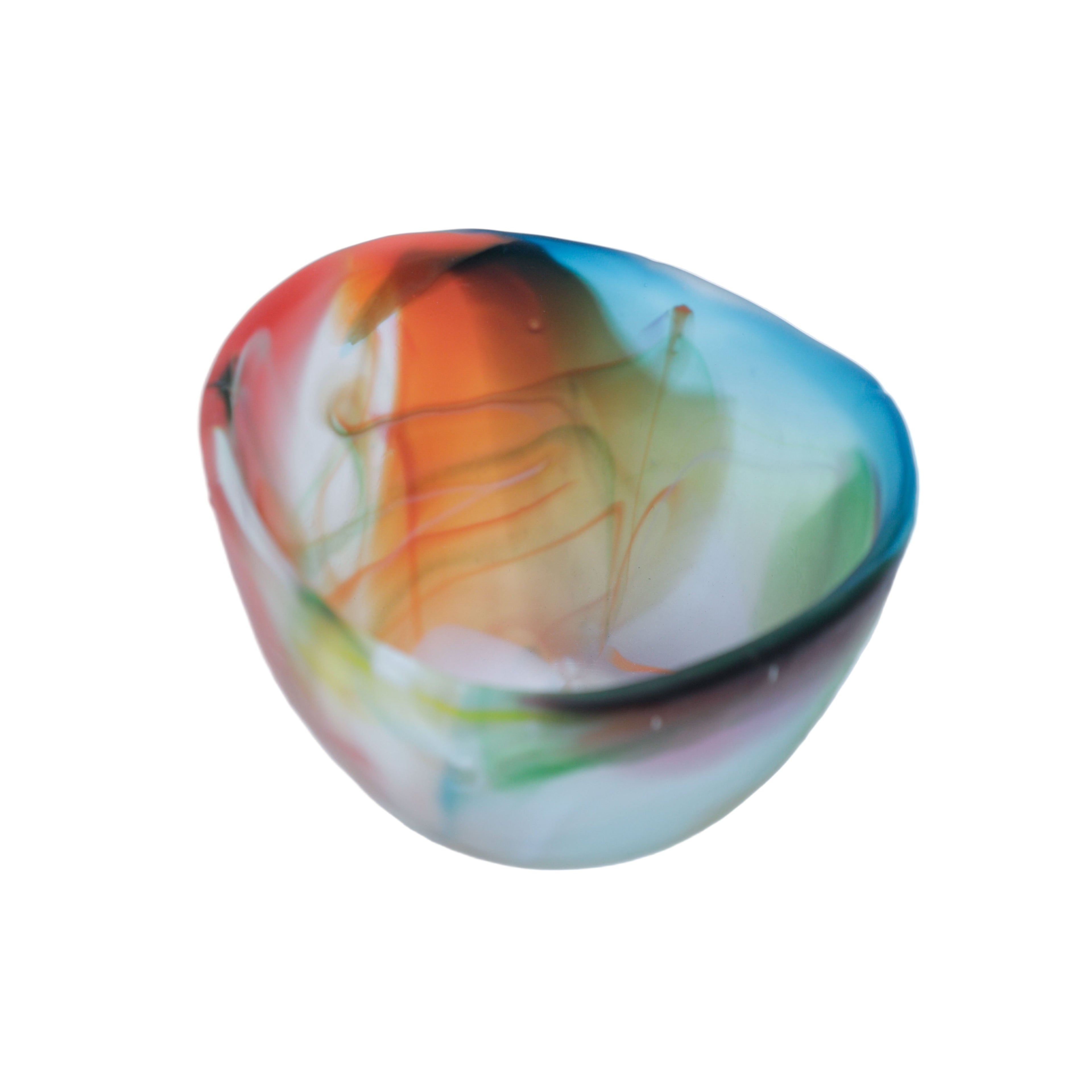 Colorful glass bowl on a white background